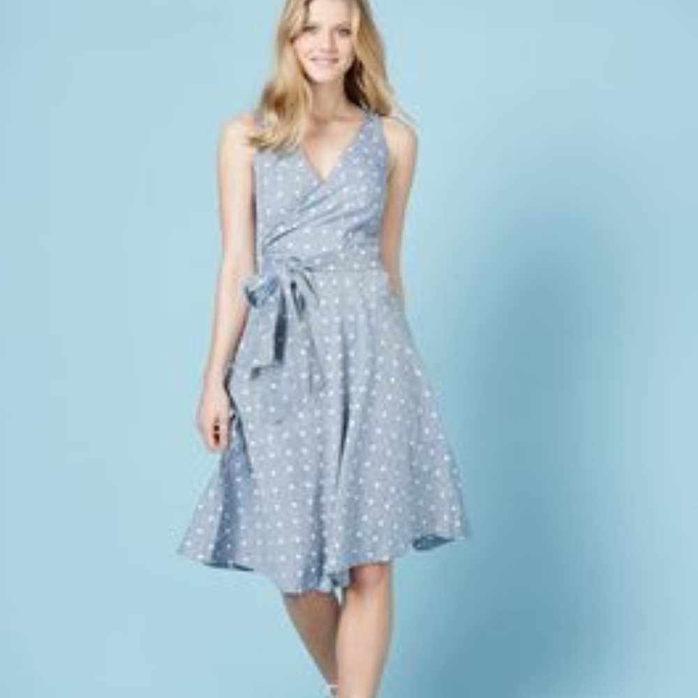 Boden Riviera Dot Linen Wrap Dress - 2R